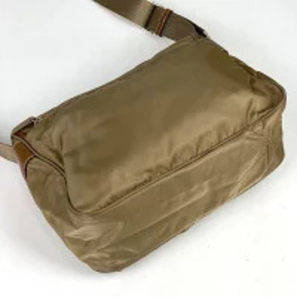 Prada Messenger Crossbody Bag Brown Plate Shoulder